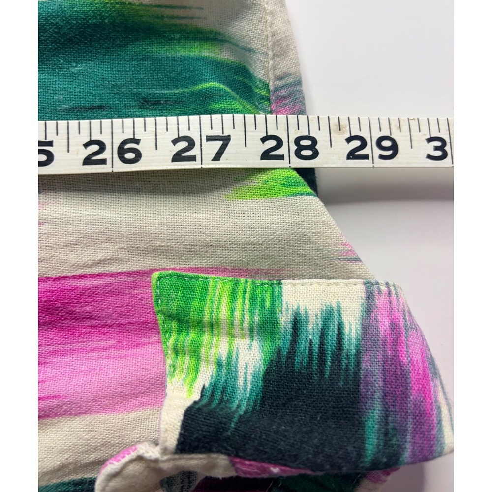 Colorful Lightweight Blouse Linen Blend Tunic Top Pockets 1X Beach Summer Casual - Picture 7 of 8